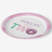Doughnut Second Birthday Personalisiert Pappteller (Schrägansicht)