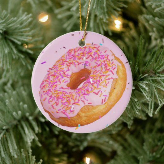 Doughnut Sprinkles Pink Icing Cake Sweet Leckerei Keramik Ornament (Baum)