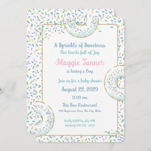 Doughnut und Candy Sprinkles Baby Boy Dusche Einladung (Vorne/Hinten)