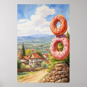 Doughnut Village Zeichen rustikal Poster