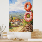 Doughnut Village Zeichen rustikal Poster (Küche)