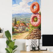 Doughnut Village Zeichen rustikal Poster (Heimbüro)