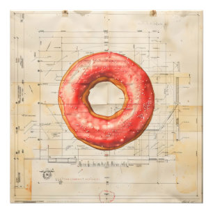 Doughnut Vintag Blueprint Fotodruck