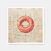 Doughnut Vintag Blueprint Serviette (Vorderseite)