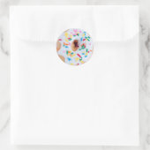 Doughnut White Zuckerguss streut niedliche Aufkleb Runder Aufkleber (Tasche)