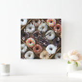 Doughnuts Donuts Photo Quadratische Wanduhr (Zuhause)