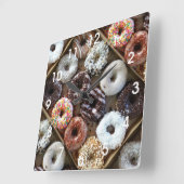 Doughnuts Donuts Photo Quadratische Wanduhr (Winkel)