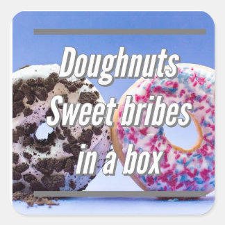 Doughnuts Sweet Bribes In A Box Quadratischer Aufkleber
