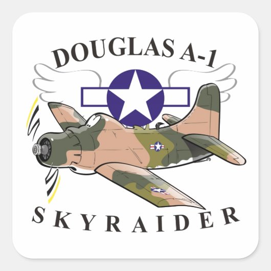 douglas a-1 skyraider quadratischer aufkleber (Vorderseite)