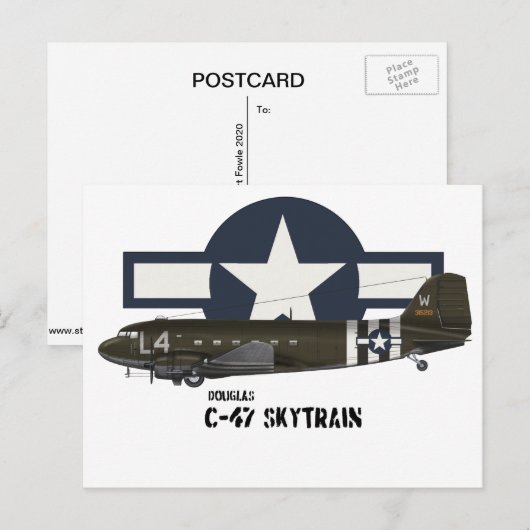 Douglas C-47 Skytrain Postkarte (Vorne/Hinten)