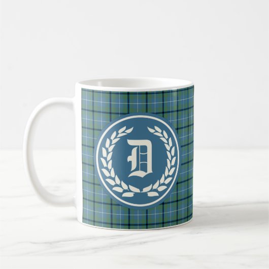 Douglas Clan Light Blue Ancient Tartan Monogram Kaffeetasse (Links)