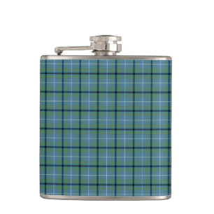Douglas Clan Light Blue und Green Ancient Tartan Flachmann