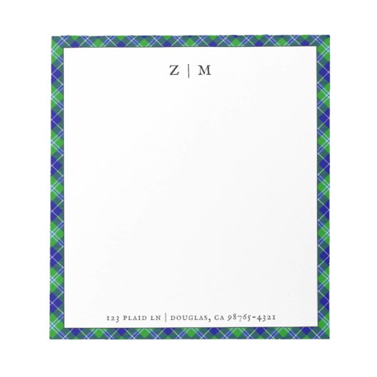 Douglas Clan Tartan Kariert Pattern Notizblock (Vorderseite)