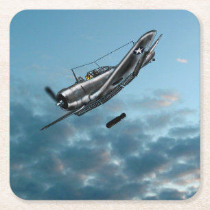 Douglas Dauntless Sturzflug-Achterbahn Rechteckiger Pappuntersetzer