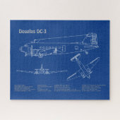 Douglas DC-3 - Airplane Blueprint Zeichn Plan AD Puzzle (Horizontal)