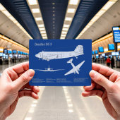 Douglas DC-3 - Airplane Blueprint Zeichnend Plan A Postkarte