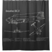 Douglas DC-3 - Airplane Blueprint Zeichnend Pläne  Duschvorhang (Vorderseite)