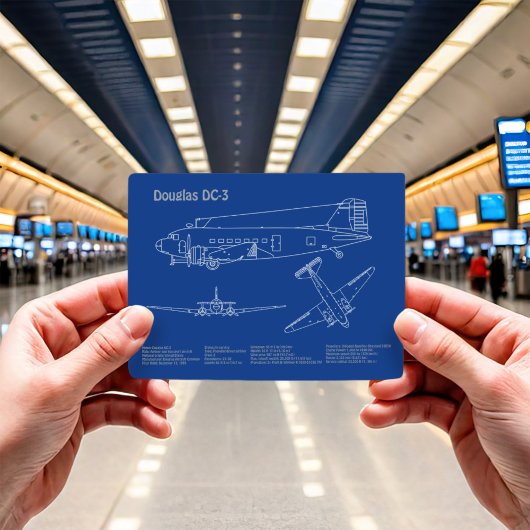 Douglas DC-3 - Airplane Blueprint Zeichnend Pläne  Postkarte