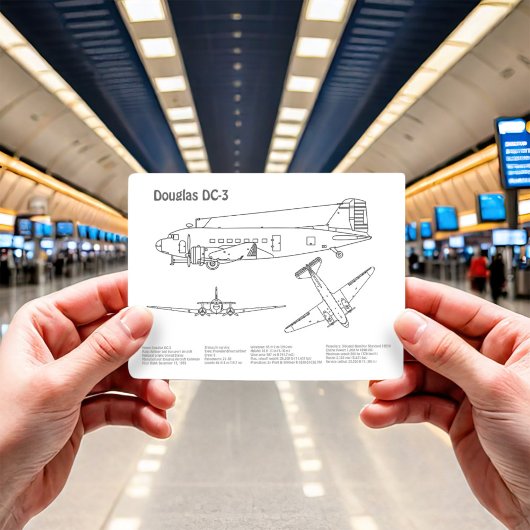 Douglas DC-3 - Airplane Blueprint Zeichnend Pläne  Postkarte
