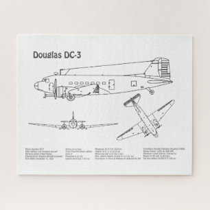 Douglas DC-3 - Airplane Blueprint Zeichnend Pläne Puzzle