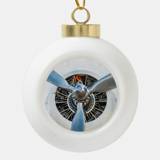 Douglas DC-3 Flugzeug. Propeller Keramik Kugel-Ornament (Vorderseite)