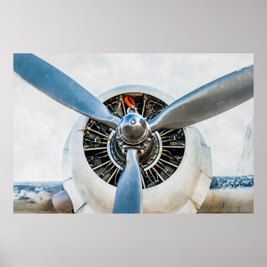 Douglas DC-3 Flugzeug. Propeller Poster (Vorne)