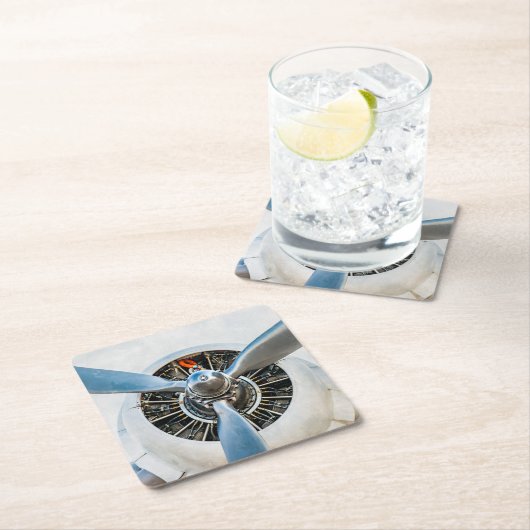 Douglas DC-3 Flugzeug. Propeller Rechteckiger Pappuntersetzer (Vor Ort)