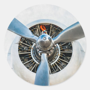Douglas DC-3 Flugzeug. Propeller Runder Aufkleber