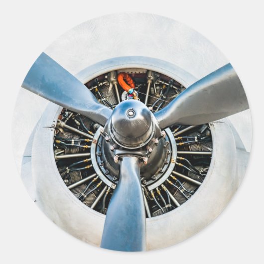 Douglas DC-3 Flugzeug. Propeller Runder Aufkleber (Vorderseite)