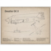 Douglas DC-3 - Flugzeugkonzept Zeichnend Pläne SD Aufkleber (Vorderseite)