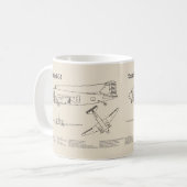 Douglas DC-3 - Flugzeugkonzept Zeichnend Pläne SD Kaffeetasse (Vorderseite Links)