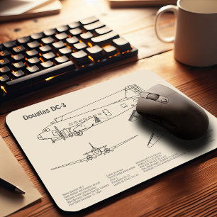 Douglas DC-3 - Flugzeugkonzept Zeichnend Pläne SD Mousepad