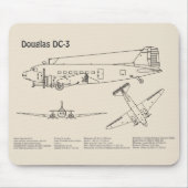 Douglas DC-3 - Flugzeugkonzept Zeichnend Pläne SD Mousepad (Vorne)