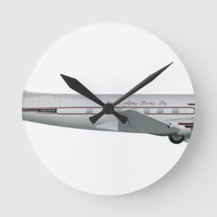 Douglas DC-3 Johnson Flying Service Runde Wanduhr