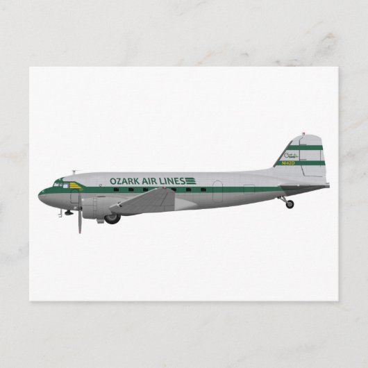 Douglas DC-3 Ozark Airlines Postkarte (Vorderseite)
