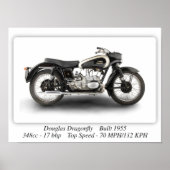 Douglas Dragonfly Motorcycle - A3 Poster (Vorne)