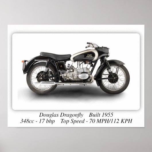Douglas Dragonfly Motorcycle - A3 Poster (Vorne)