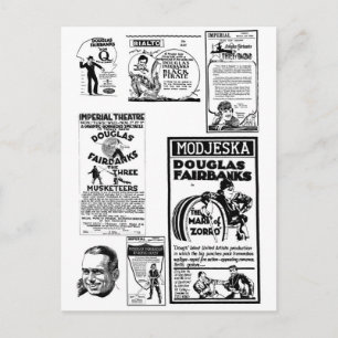 Douglas Fairbanks Stille Filmanzeigen Postkarte