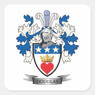 Douglas Familienwappen Coat of Arms Quadratischer Aufkleber