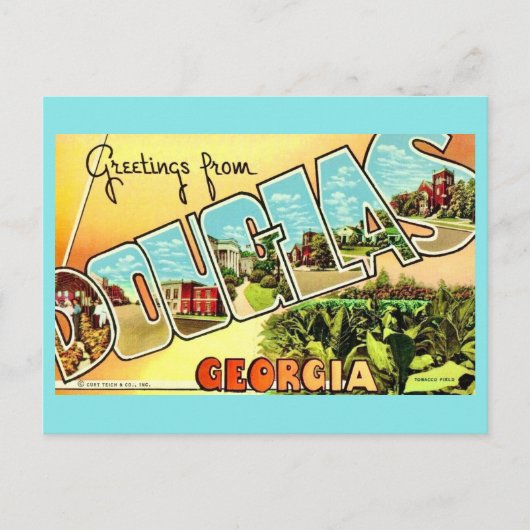Douglas Georgia Vintage-Postkarte Postkarte (Vorderseite)