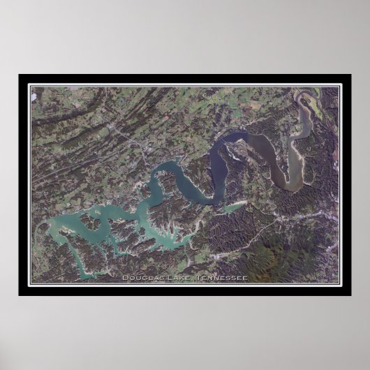 Douglas Lake Tennessee Satellite Poster Karte (Vorne)