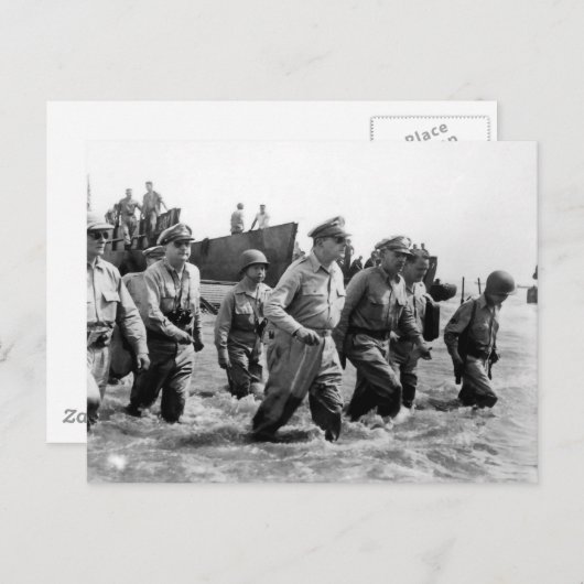 Douglas MacArthur landet auf der Insel Leyte Phili Postkarte (Vorne/Hinten)