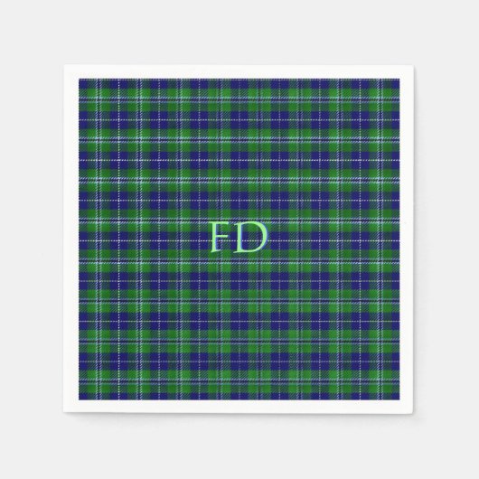 Douglas Offiziell Tartan mit Monogramm/Initialen Serviette (Vorderseite)