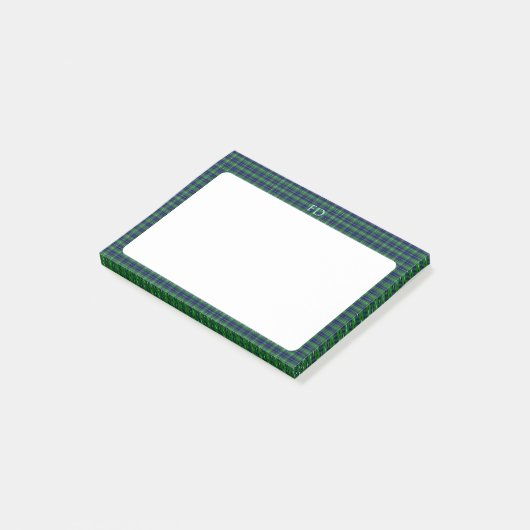 Douglas Offiziell Tartan mit Monogramm/Name Post-it Klebezettel (angewinkelt)