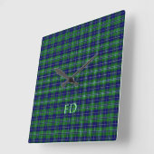 Douglas Offiziell Tartan mit Monogramm/Name Quadratische Wanduhr (Winkel)