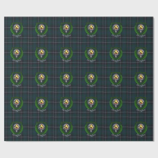 Douglas Scottish Clan Tartan & Crest Geschenkpapier (Flach)