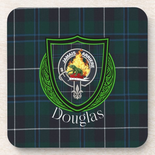 Douglas Scottish Clan Tartan & Crest Getränkeuntersetzer (Vorderseite)