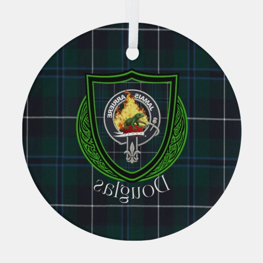 Douglas Scottish Clan Tartan & Crest Ornament Aus Glas (Rückseite)