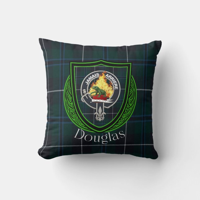 Douglas Scottish Clan Tartan & Wappen Kissen (Vorderseite)