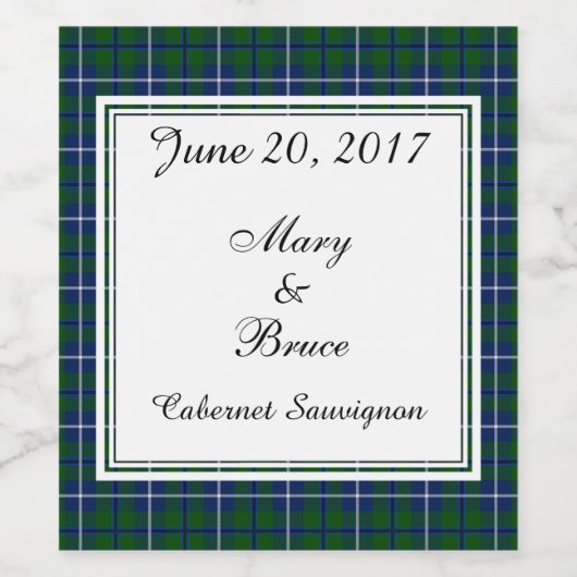 Douglas Scottish Wedding Wine Label Weinetikett (Einzelnes Label)